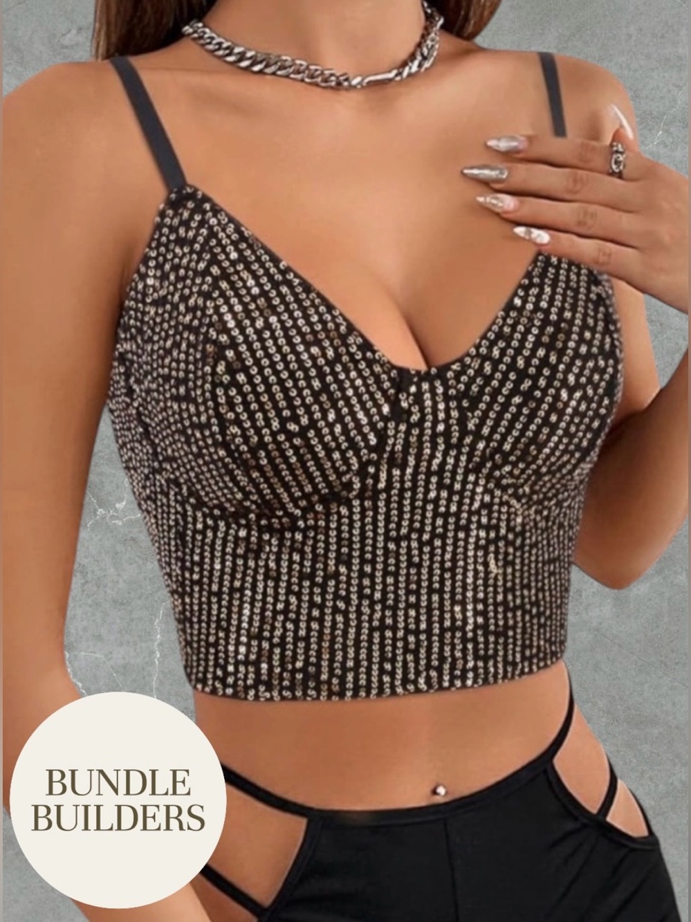 $10 Add-on | Embellished Cropped Cami with Adjustable Straps